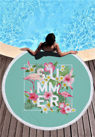 Image of Beautiful Flamingo Round Beach Blankets