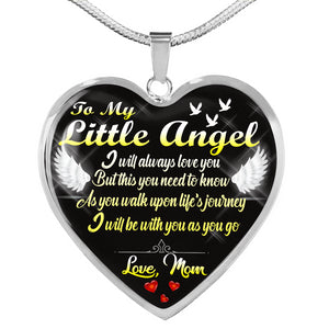 To My Little Angel - Love Mom - Heart Necklace