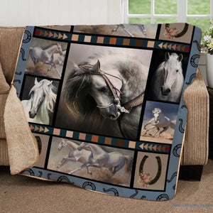 White Stallion Fleece Sherpa Blanket